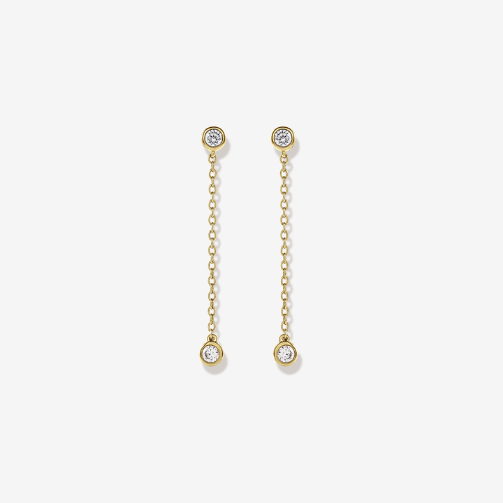Bezel Diamond Drop Earrings