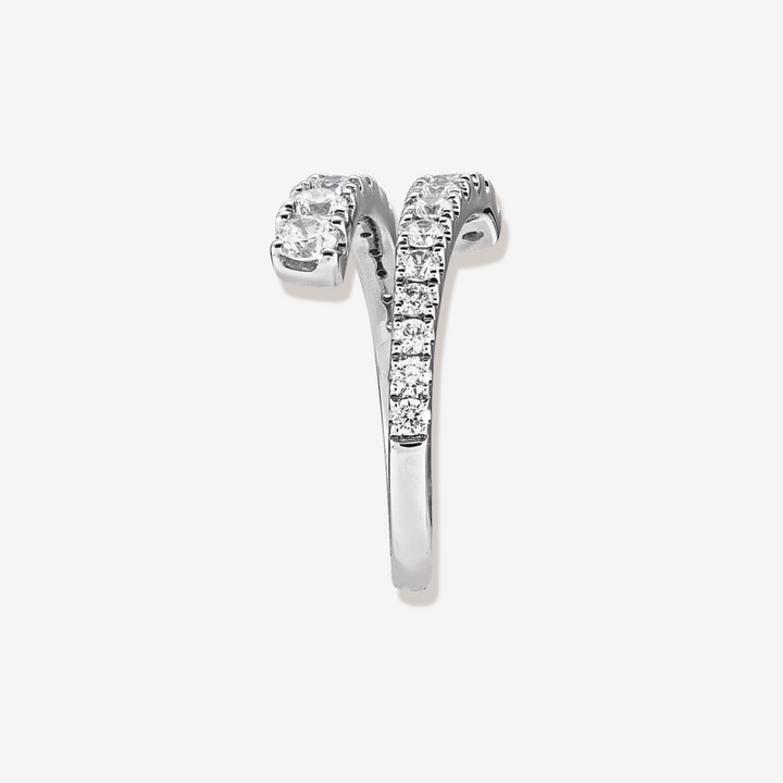 Bold Crossover Diamond Coil Ring 14k White Gold 4